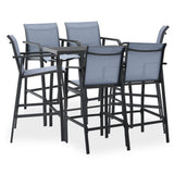 Garden Bar Set Black Tempered glass, steel, textilene Large 3073579