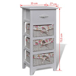 Cabinet with 1 Drawer and 3 Baskets White Paulownia Wood 241543
