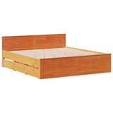 Bed Frame without Mattress with Headboard Wax Brown 180x200 cm Super King Solid Wood Pine 3308758
