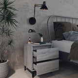 813131 Bed Cabinets with Metal Legs 2 pcs Grey Sonoma 40x35x50 cm