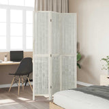 Room Divider 3 Panels White Solid Wood Paulownia 358671