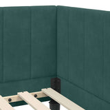 Corner Bed Frame with Headboard Dark green 80 x 200 cm Velvet 42016330