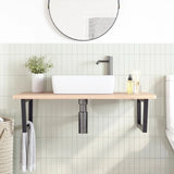 Basin Shelf Wall Mounted Steel and Solid Wood Beech 3302519