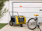 Pet Bike Trailer Yellow and Grey Oxford Fabric and Iron 93861