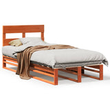 Bed Frame without Mattress Wax Brown 90x200 cm Solid Wood Pine 850796
