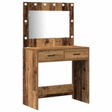 Dressing Table with Mirror Lights 2 pcs Brown Engineered wood 3334234