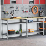 Work Bench Set with Shelf 2 pcs Beige and Grey 200 x 55 x 85 cm 3321390