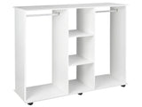 Open Wardrobe Double Mobile Storage Shelves Organizer W/6 Wheels-White T3398P343294