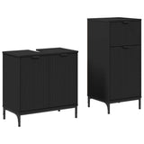 Bathroom Furniture Set 2 pcs Black Engineered Wood and Metal 3393094