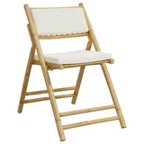 6 Piece Folding Bistro Chairs with Cream White Cushions Bamboo 3208924
