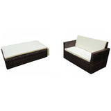 ZNTS 2 Piece Garden Lounge Set with Cushions Poly Rattan Brown 42833