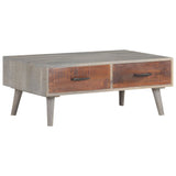 ZNTS Coffee Table Grey 100x60x40 cm Solid Rough Mango Wood 321808