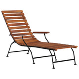 Deck Chair Brown, Black Acacia wood, Steel Standard Foldable 44390