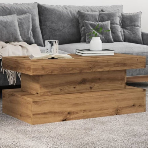 ZNTS Coffee Table with LED Lights Artisian Oak 90x50x40 cm 857715
