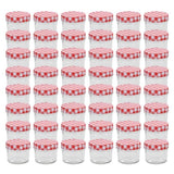 Glass Jam Jars with White and Red Lids 48 pcs 110 ml 50790