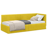 Corner Bed Frame with Headboard Yellow 80 x 200 cm Velvet 42016252