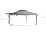 3 x 3m Height Adjustable Pop-Up Gazebo, with Accessories - Grey T3398P319975