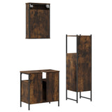 3 Piece Bathroom Furniture Set Smoked Oak Engineered Wood 3214817