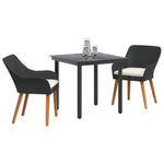 Garden Dining Set with Cushion 3 pcs Black Poly Rattan 3261670