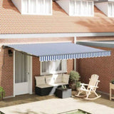 Retractable Awning Blue and White 350 x 250 cm Fabric and Metal 3330197