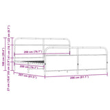 Metal Bed Frame without Mattress Brown Oak 200x200 cm 3318668