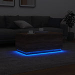 ZNTS Coffee Table with LED Lights Brown Oak 90x50x40 cm 839881