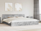 Bed Frame with Drawer Concrete Grey 200 x 200 cm Engineer Wood 3410675