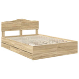 Bed Frame with Drawer Sonoma Oak 150 x 200 cm Engineer Wood 3412993