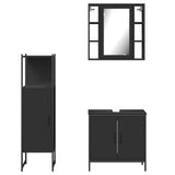 3 Piece Bathroom Cabinet Set Black Engineered Wood 3214760