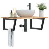 Basin Shelf Wall Mounted Steel and Solid Wood Acacia 3302891