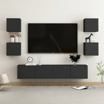 ZNTS 6 Piece TV Cabinet Set Black Engineered Wood 3078767