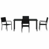 Garden Dining Set with Cushion 5 pcs Black Poly Rattan 3380039