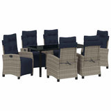 Garden Dining Set with Cushion 7 pcs Grey Poly Rattan 3380474