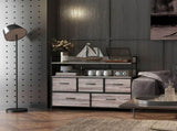 Rustic Chest of Five Fabric Drawers - Grey Wood Effect T3398P330539