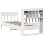 ZNTS Bed Frame without Mattress White 90x190 cm Single Solid Wood Pine 3323282