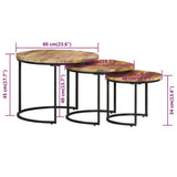 Nesting Tables 3 pcs Rough Mango Wood 338002