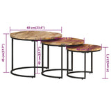 ZNTS Nesting Tables 3 pcs Rough Mango Wood 338002