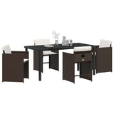 Garden Dining Set with Cushion 5 pcs Brown Poly Rattan 3379986