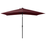 Garden Parasol with LEDs and Steel Pole Bordeaux Red 2x3 m 313790