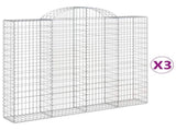 Arched Gabion Baskets 3 pcs 200x30x160/180 cm Galvanised Iron 3146174