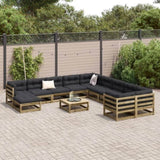 ZNTS 12 Piece Garden Sofa Set Impregnated Wood Pine 3299654