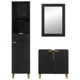 3 Piece Bathroom Furniture Set Black Engineered Wood 3309995