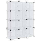 Storage Cube Organiser with 12 Cubes and Doors Transparent PP 340555
