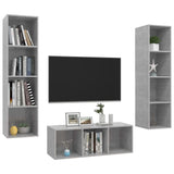 3 Piece TV Cabinet Set Concrete Grey Engineered Wood 3079758