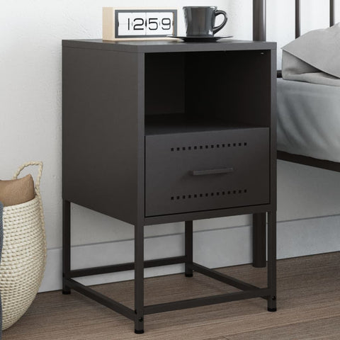 ZNTS Bedside Cabinet Black 36x39x60.5 cm Steel 846554