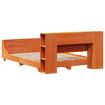 ZNTS Bed Frame without Mattress Wax Brown 120x190 cm Small Double Solid Wood Pine 3323664