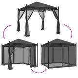 Gazebo with Mesh Walls Anthracite 2.93x2.93 m Steel 368435