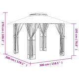 Gazebo with Sidewalls Anthracite 300x300x270 cm Steel 360143