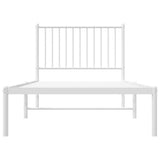 Metal Bed Frame without Mattress with Headboard White 90x200cm 350924
