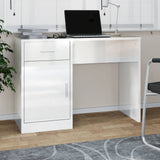 Desk with Drawer&Cabinet High Gloss White 100x40x73 cm Engineered Wood 342655